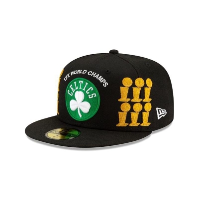 Green Boston Celtics Hat - New Era NBA Championship Trophy 59FIFTY Fitted Caps USA7914320